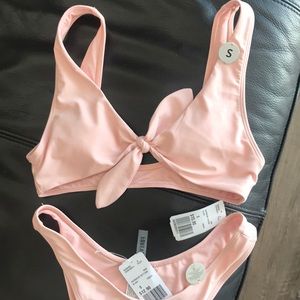 Pink high waist bikini with knot -SMALL- (NWT)